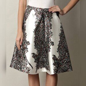 Balenciaga Resort 2012 Runway White Leaves-Print Silk Full Mini Skirt